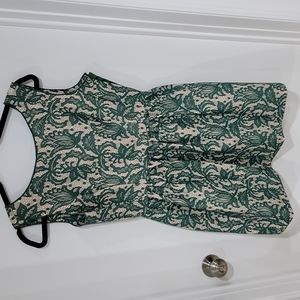 Pale Pink/biege with green lace overlay Dress Zara